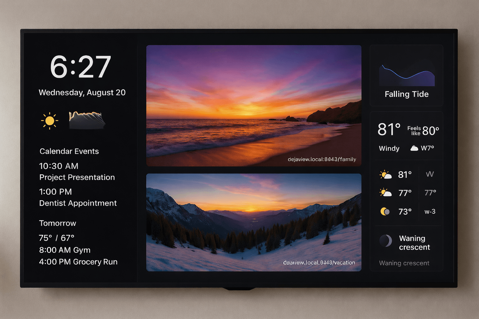 Photos streaming to a DAKboard display